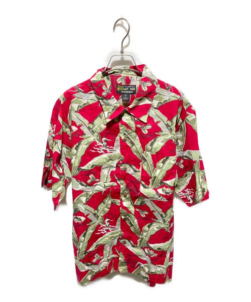 pataroha（パタロハ）pataroha (パタロハ) 90s ポルトガル製バナナリーフ柄アロハシャツ レッド サイズ:Mの古着・服飾アイテム