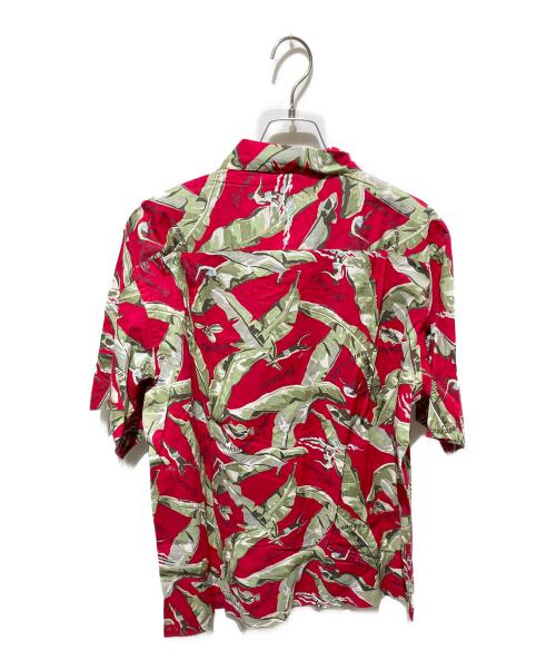 pataroha（パタロハ）pataroha (パタロハ) 90s ポルトガル製バナナリーフ柄アロハシャツ レッド サイズ:Mの古着・服飾アイテム