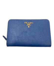 PRADA（プラダ）の古着「サフィアーノ ラウンドファスナー財布」｜ブルー/BLUETTE