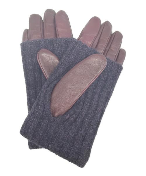 Vivienne Westwood（ヴィヴィアンウエストウッド）Vivienne Westwood (ヴィヴィアンウエストウッド) ニットレザコンビグローブ パープルの古着・服飾アイテム