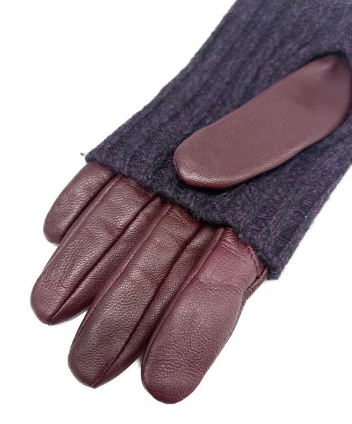 Vivienne Westwood（ヴィヴィアンウエストウッド）Vivienne Westwood (ヴィヴィアンウエストウッド) ニットレザコンビグローブ パープルの古着・服飾アイテム