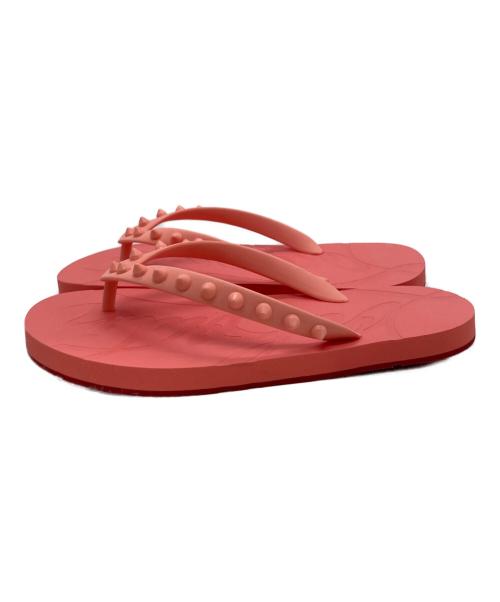 Christian Louboutin（クリスチャン・ルブタン）Christian Louboutin (クリスチャン・ルブタン) ルビ フリップ スタッズ装飾 ラバーサンダル ピンク サイズ:35の古着・服飾アイテム