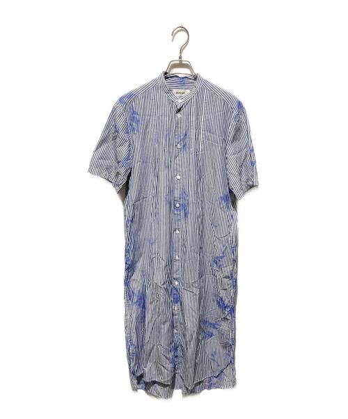 ZUCCA（ズッカ）ZUCCA (ズッカ) ムラ染めシャツワンピース ホワイト×ブルー サイズ:Mの古着・服飾アイテム
