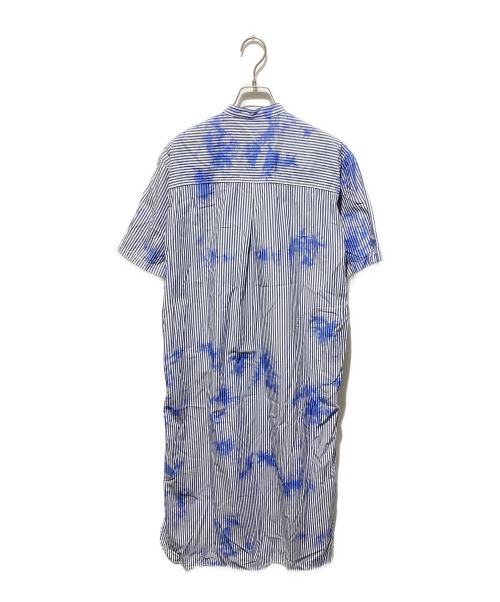 ZUCCA（ズッカ）ZUCCA (ズッカ) ムラ染めシャツワンピース ホワイト×ブルー サイズ:Mの古着・服飾アイテム