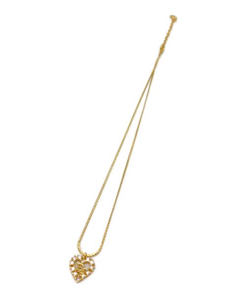 Christian Dior（クリスチャン ディオール）Christian Dior (クリスチャン ディオール) heart rhinestone necklace ゴールドの古着・服飾アイテム