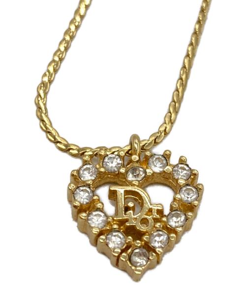 Christian Dior（クリスチャン ディオール）Christian Dior (クリスチャン ディオール) heart rhinestone necklace ゴールドの古着・服飾アイテム