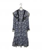 ne quittez pasヌキテパ）の古着「STRIPE FLOWER PRINT FRILL DRESS」｜ブラック