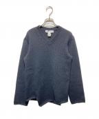 COMME des GARCONS SHIRTコムデギャルソンシャツ）の古着「14AW Vネックアシンメトリーウールニット」｜ブラック