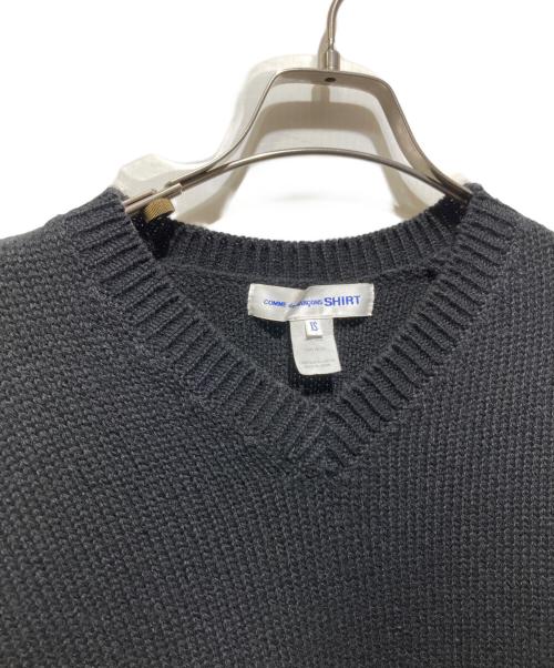 COMME des GARCONS SHIRT（コムデギャルソンシャツ）COMME des GARCONS SHIRT (コムデギャルソンシャツ) 14AW Vネックアシンメトリーウールニット ブラック サイズ:XSの古着・服飾アイテム