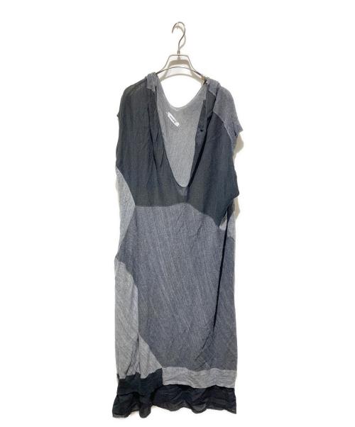 plantation（プランテーション）Plantation (プランテーション) リネン混ワンピース ブラック×グレー サイズ:2の古着・服飾アイテム