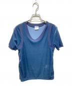 CITYSHOPシティショップ）の古着「ベロアカットソー/BICOLOR VELVET T SHIRT」｜ネイビー