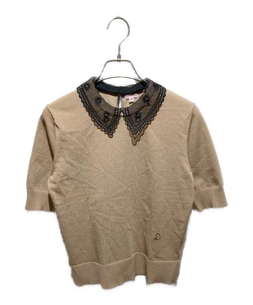 DRESSTERIOR（ドレステリア）DRESSTERIOR (ドレステリア) エンブロイダリーカラーニット ブラウン サイズ:36の古着・服飾アイテム