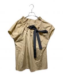 VERMEIL par iena（ヴェルメイユ パー イエナ）の古着「コットントロピカルドロストリボンブラウス」｜ベージュ
