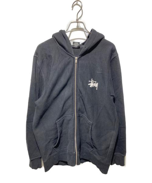 stussy（ステューシー）stussy (ステューシー) フロント バック ロゴプリントジップパーカー ブラック サイズ:Ｍの古着・服飾アイテム