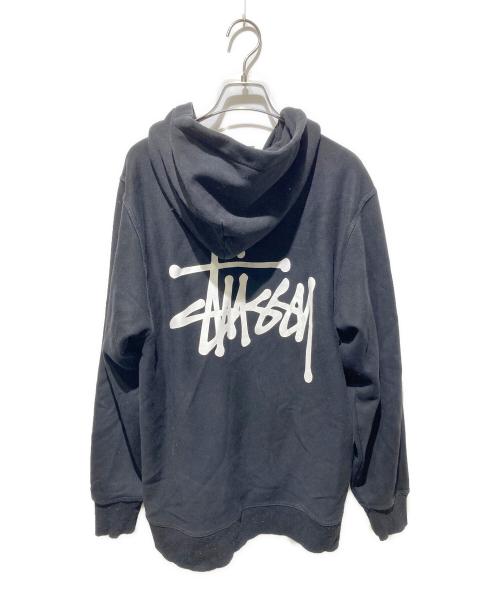 stussy（ステューシー）stussy (ステューシー) フロント バック ロゴプリントジップパーカー ブラック サイズ:Ｍの古着・服飾アイテム