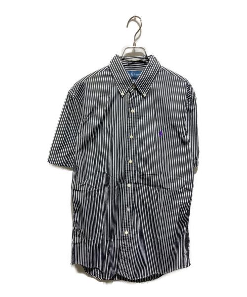 RALPH LAUREN（ラルフローレン）RALPH LAUREN (ラルフローレン) ストライプ半袖シャツ ホワイト×ブラック サイズ:Ｍの古着・服飾アイテム