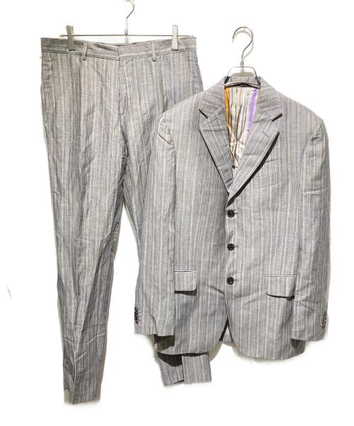 ETRO（エトロ）ETRO (エトロ) 裏地ストライプリネン混セットアップスーツ グレー サイズ:48の古着・服飾アイテム