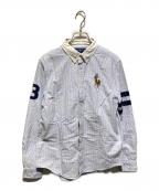 RALPH LAURENラルフローレン）の古着「ビックポニーストライプシャツ」｜ブルー