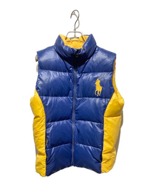 POLO RALPH LAUREN（ポロ・ラルフローレン）POLO RALPH LAUREN (ポロ・ラルフローレン) バイカラーダウンベスト ネイビー×イエロー サイズ:Ｌの古着・服飾アイテム
