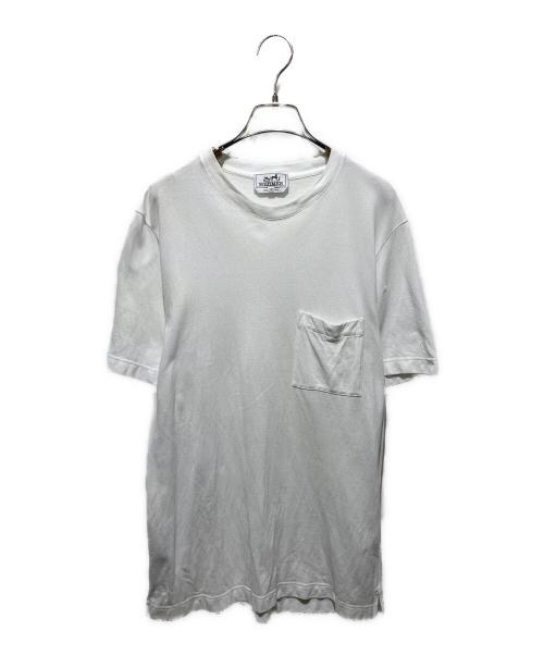 HERMES（エルメス）HERMES (エルメス) Hロゴポケット鹿の子Tシャツ ホワイト サイズ:Sの古着・服飾アイテム