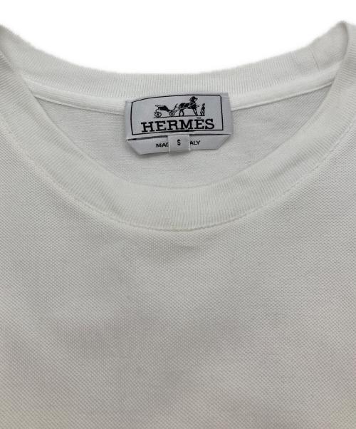HERMES（エルメス）HERMES (エルメス) Hロゴポケット鹿の子Tシャツ ホワイト サイズ:Sの古着・服飾アイテム