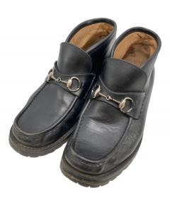 中古・古着通販】GUCCI (グッチ) ホースビットチャッカブーツ ブラック