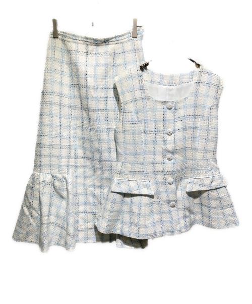 Maglie le cassetto（マーリエ ル カセット）Maglie le cassetto (マーリエ ル カセット) 涼しげ”華やぎジレセットアップ スカイブルー サイズ:7の古着・服飾アイテム