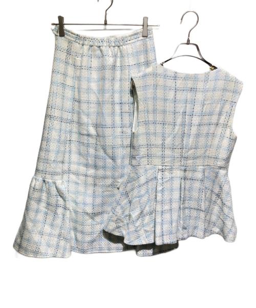 Maglie le cassetto（マーリエ ル カセット）Maglie le cassetto (マーリエ ル カセット) 涼しげ”華やぎジレセットアップ スカイブルー サイズ:7の古着・服飾アイテム