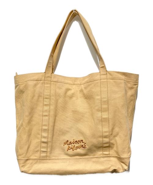 maison kitsune（メゾンキツネ）MAISON KITSUNE (メゾンキツネ) キャンバスロゴトートバッグ イエローの古着・服飾アイテム