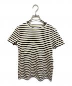 anuansアニュアンス）の古着「シルクタッチコットンスリムフィットTシャツ」｜ホワイト×ブラック