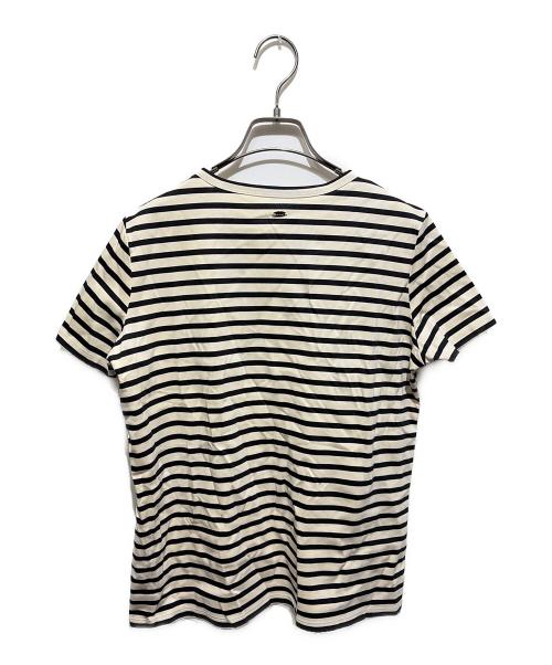anuans（アニュアンス）anuans (アニュアンス) シルクタッチコットンスリムフィットTシャツ ホワイト×ブラック サイズ:Ｍの古着・服飾アイテム