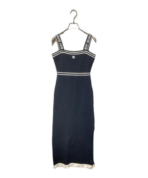 Lily Brown（リリーブラウン）Lily Brown (リリーブラウン) MARY QUANT (マリークヮント) ロゴジャガードニットキャミワンピース ブラック サイズ:FREEの古着・服飾アイテム
