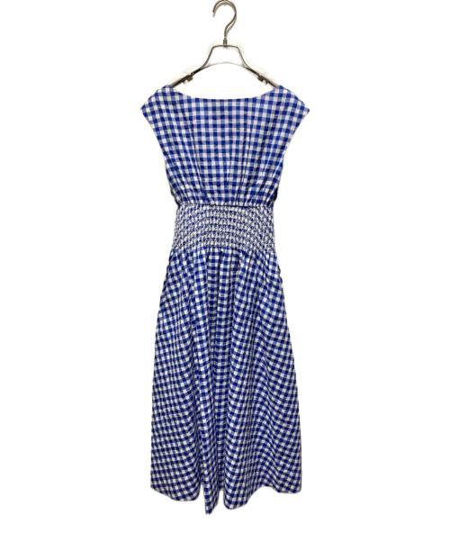 Kate Spade（ケイトスペード）Kate Spade (ケイトスペード) ギンガム スモック ウエスト ドレス ブルー サイズ:ＸＳの古着・服飾アイテム