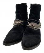 AMIRIアミリ）の古着「Chain Embellished Ankle Boots/チェーンディテール付きスエードブーツ」｜ブラック