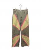 THE MUSEUM VISITORザミュージアムビジター）の古着「SPRAYED OBLIQUE LINE INCISION PANTS (KHAKI)」｜カーキ