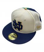 New Eraニューエラ）の古着「Notre Dame Fighting Irish 59FIFTY Chrome White/Light Navy」｜アイボリー×グリーン×ネイビー