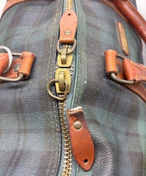 POLO RALPH LAUREN（ポロ・ラルフローレン）POLO RALPH LAUREN (ポロ・ラルフローレン) チェック柄ボストンバッグ ブラウン×グリーンの古着・服飾アイテム