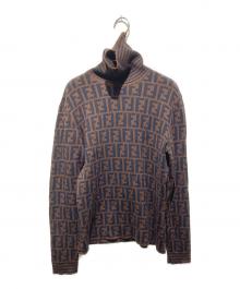 FENDI（フェンディ）の古着「【OLD】ズッカ柄タートルネックニット」｜ブラウン