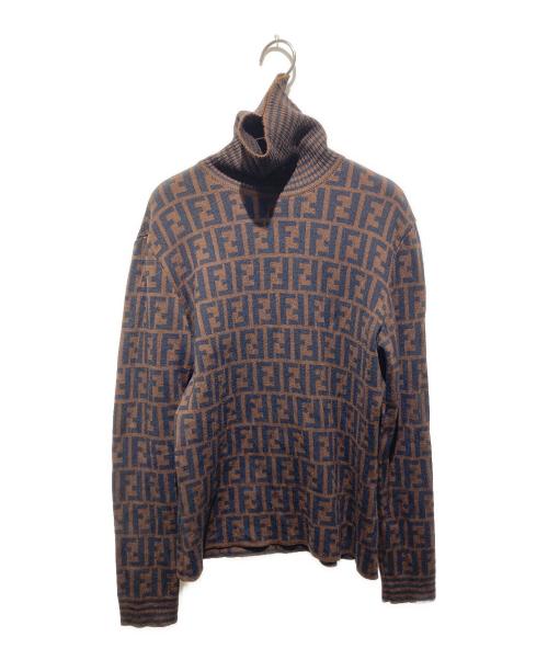 FENDI（フェンディ）FENDI (フェンディ) 【OLD】ズッカ柄タートルネックニット ブラウン サイズ:46の古着・服飾アイテム