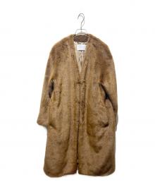 UNITED ARROWS TOKYO（ユナイテッドアローズトウキョウ）の古着「フェイクファー Vノーカラー コート」｜ブラウン