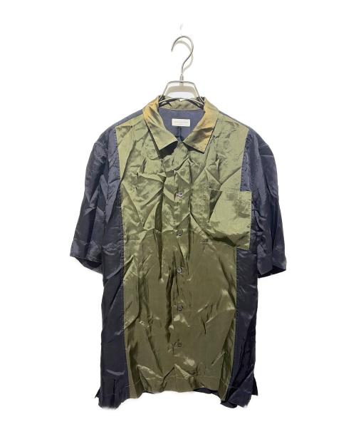 DRIES VAN NOTEN（ドリスヴァンノッテン）DRIES VAN NOTEN (ドリスヴァンノッテン) オープンカラーシャツ ブラック×グリーン サイズ:44の古着・服飾アイテム