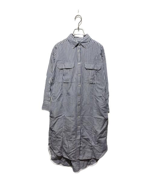 ticca（ティッカ）TICCA (ティッカ) コットンリネンWポケットロングシャツワンピース ブルー サイズ:FREEの古着・服飾アイテム