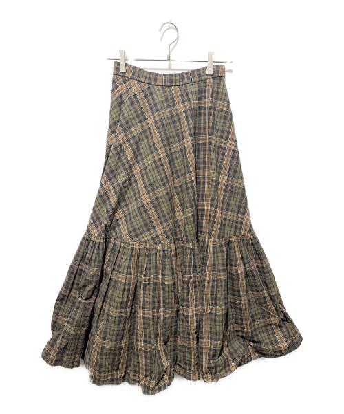 Curensology（カレンソロジー）Curensology (カレンソロジー) チェックスカート ブラウン×ブラック サイズ:36の古着・服飾アイテム