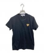 PLAY COMME des GARCONSプレイコムデギャルソン）の古着「ゴールドハートワッペンTシャツ」｜ブラック