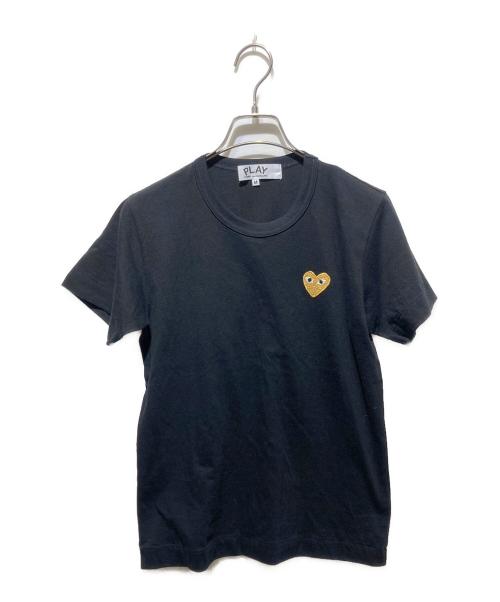 PLAY COMME des GARCONS（プレイコムデギャルソン）PLAY COMME des GARCONS (プレイコムデギャルソン) ゴールドハートワッペンTシャツ ブラック サイズ:Mの古着・服飾アイテム