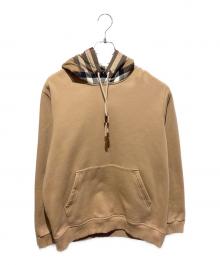 BURBERRY（バーバリー）の古着「チェックトリムパーカー」｜ブラウン