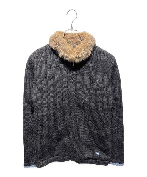 BURBERRY BLACK LABEL（バーバリーブラックレーベル）BURBERRY BLACK LABEL (バーバリーブラックレーベル) ラビットファー付ウールブルゾン グレー サイズ:2の古着・服飾アイテム