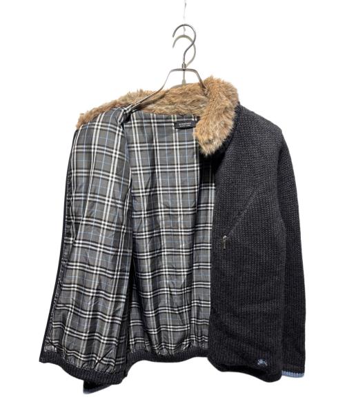 BURBERRY BLACK LABEL（バーバリーブラックレーベル）BURBERRY BLACK LABEL (バーバリーブラックレーベル) ラビットファー付ウールブルゾン グレー サイズ:2の古着・服飾アイテム