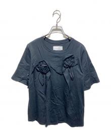 MUVEIL（ミュベール）の古着「ローズモチーフTシャツ」｜ブラック