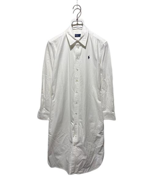 POLO RALPH LAUREN（ポロ・ラルフローレン）POLO RALPH LAUREN (ポロ・ラルフローレン) ベルテッド コットン オックスフォード シャツドレス ホワイト サイズ:2の古着・服飾アイテム